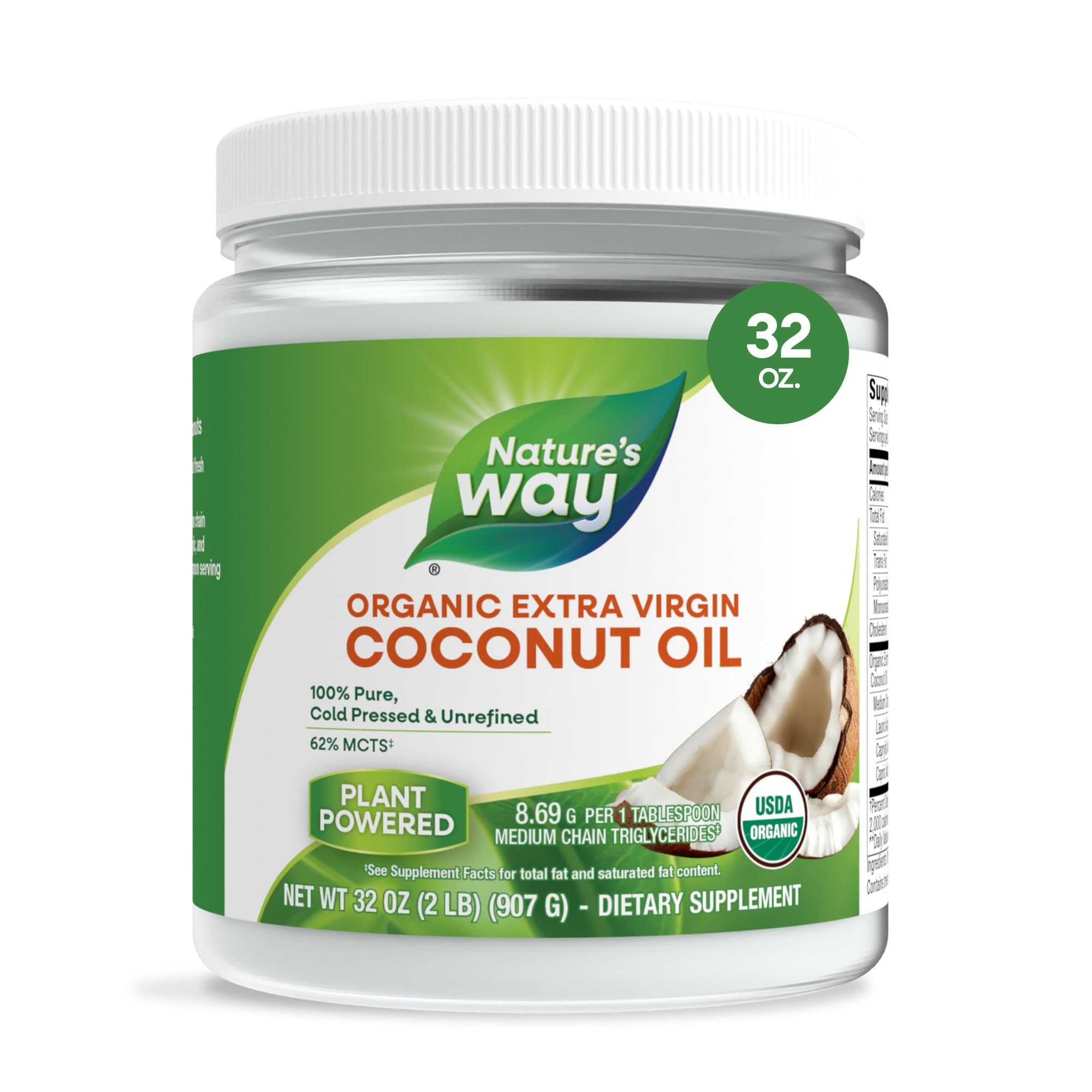 Amazon.com: Nature's Way Organic Extra Virgin Coconut Oil, Cold